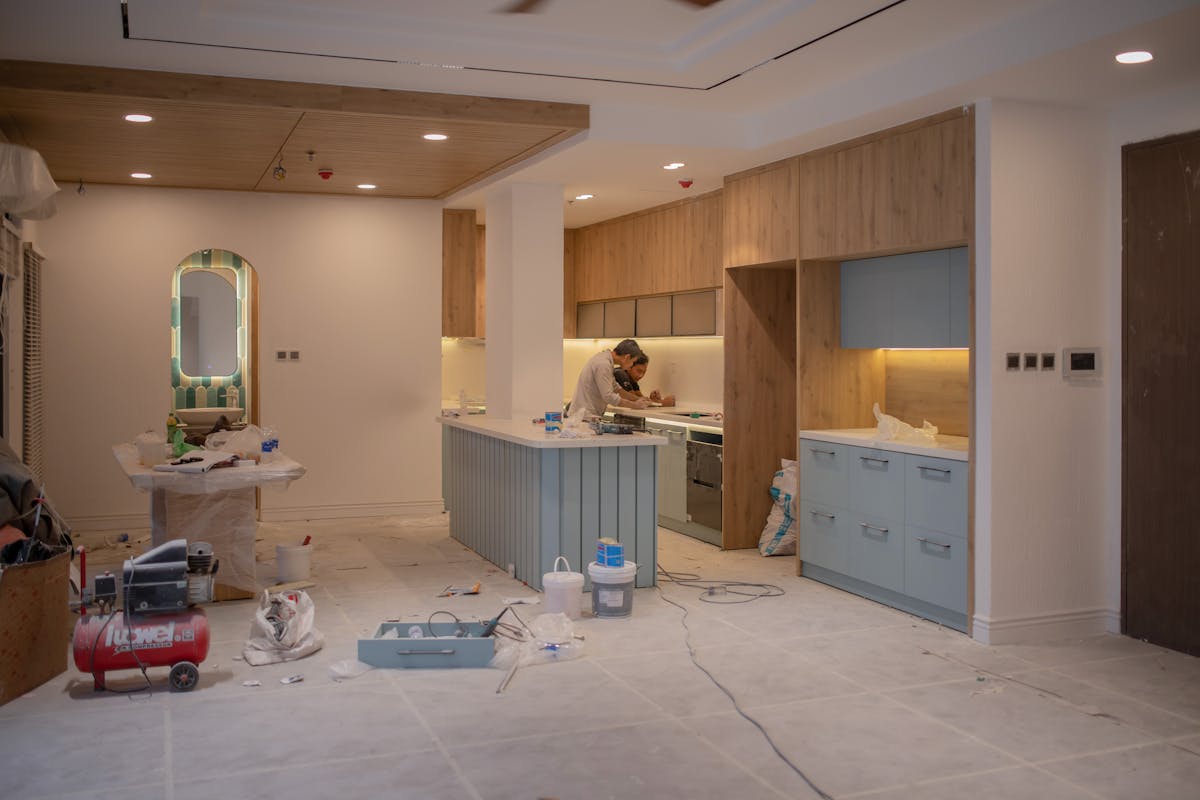 Kitchen renovation in progress showing craftsmanship